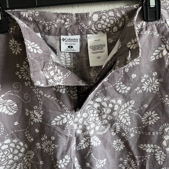 Columbia Women's Taupe Floral Print Cropped Linen Pants Size 8 Style AL8518 - Picture 6 of 10